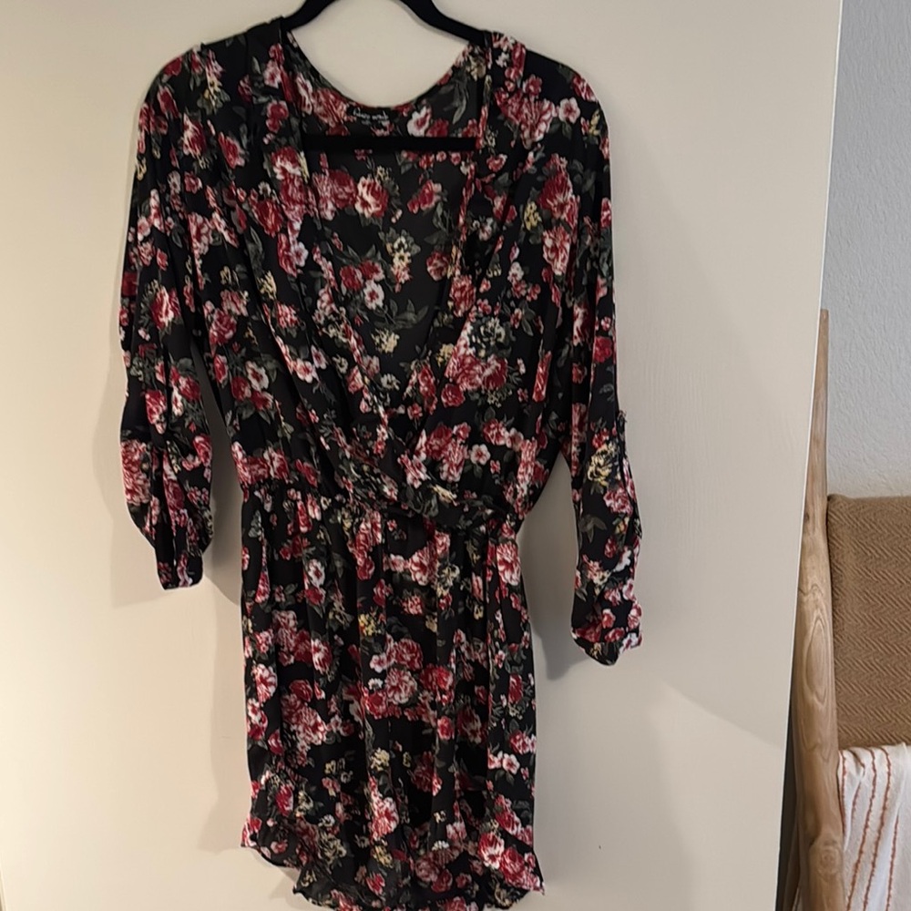 Floral Black and Red Women's romper